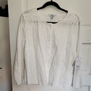 Eyelet Long Sleeve Jacket With Covered Buttons